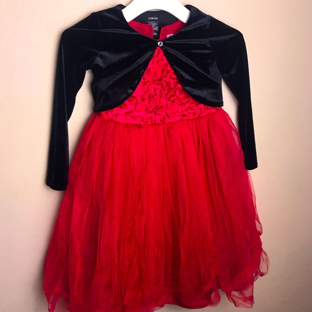 Christmas set red dress and black bolero